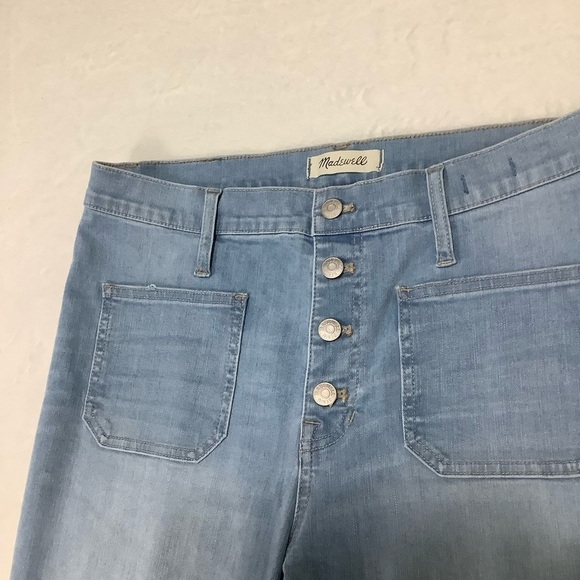 Madewell Cali Demi Boot Cropped Jeans Blue Size 31 Front Pocket - Picture 4 of 9